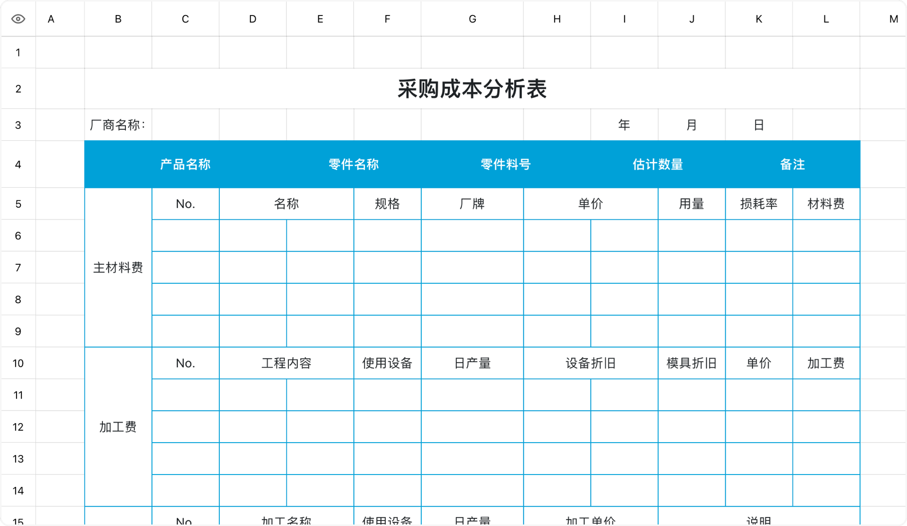 采购成本分析表