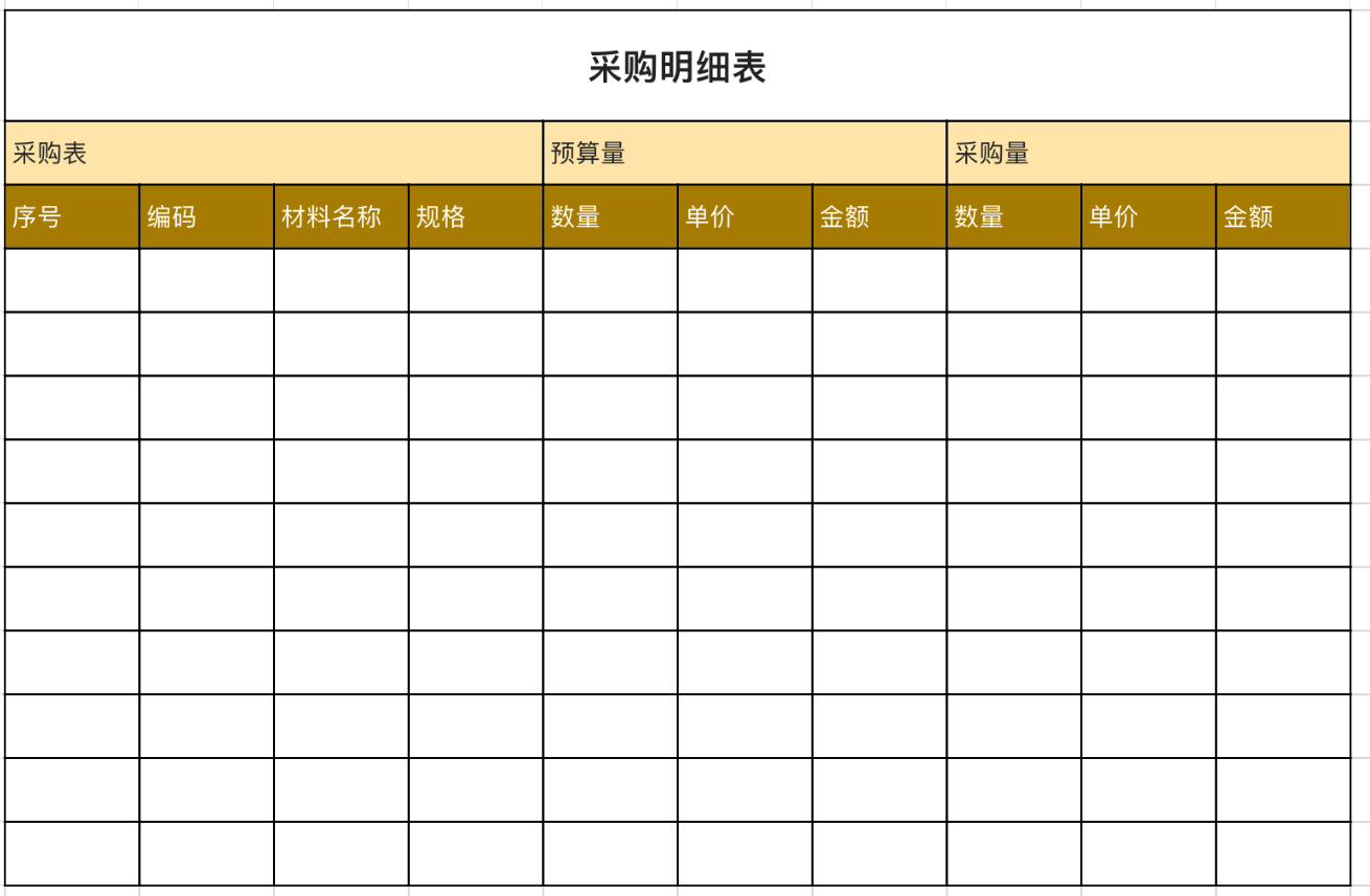 采购明细表