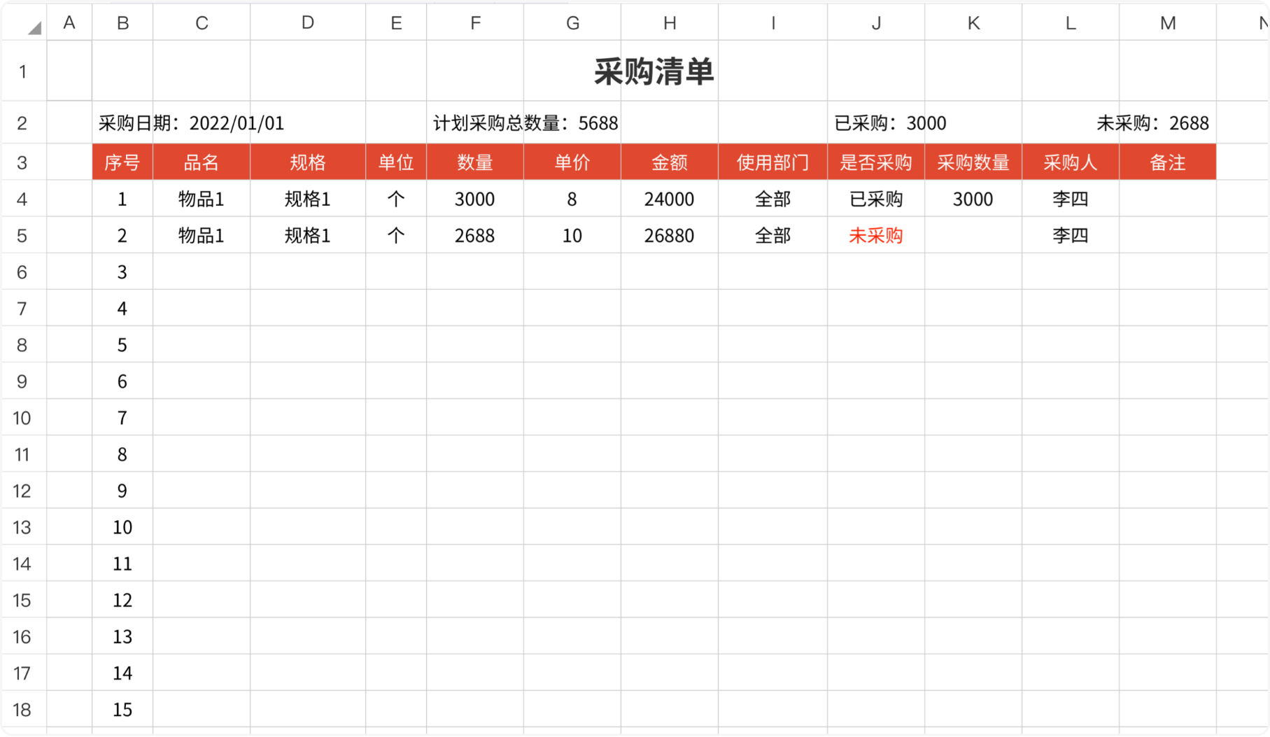采购清单2