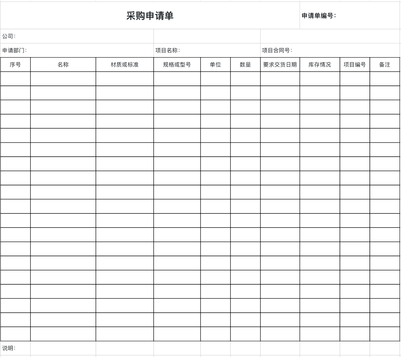 采购申请单2