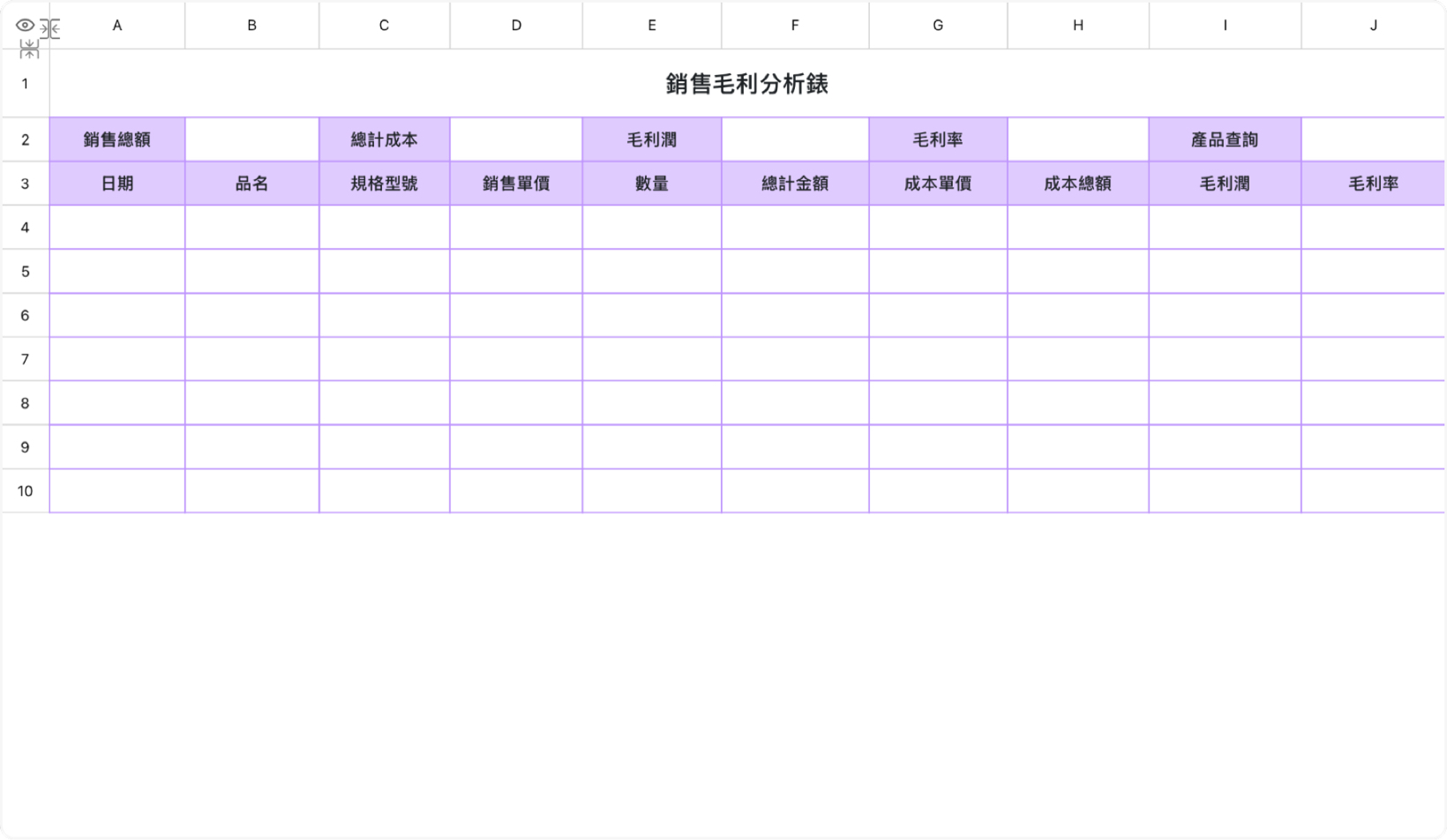 销售毛利分析表