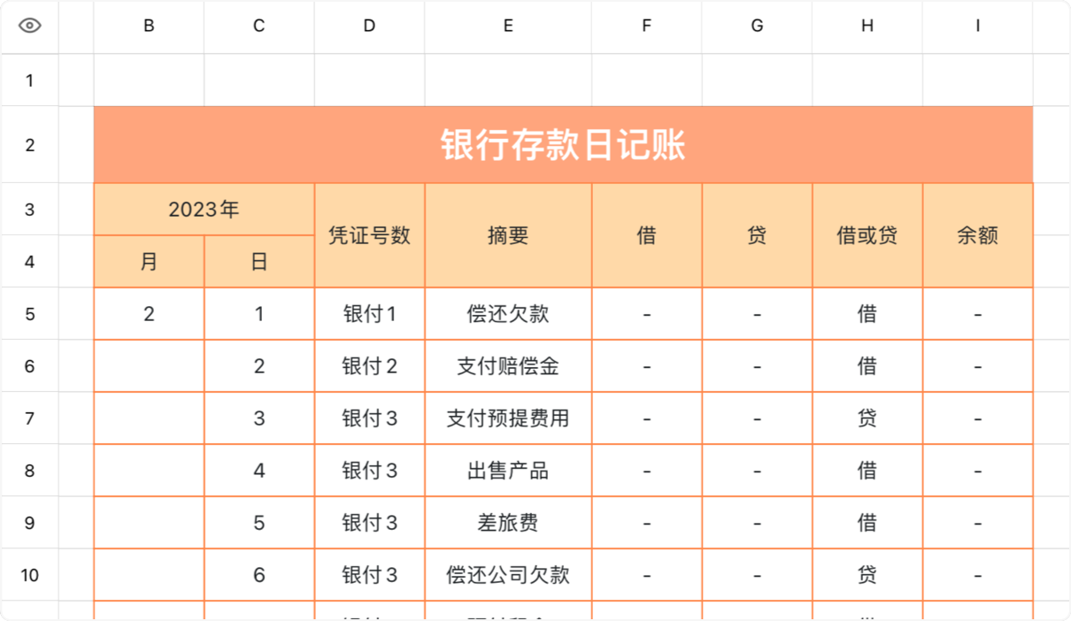 银行存款日记账