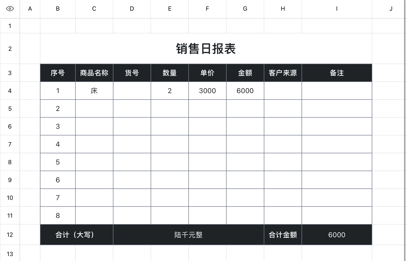 销售日报表