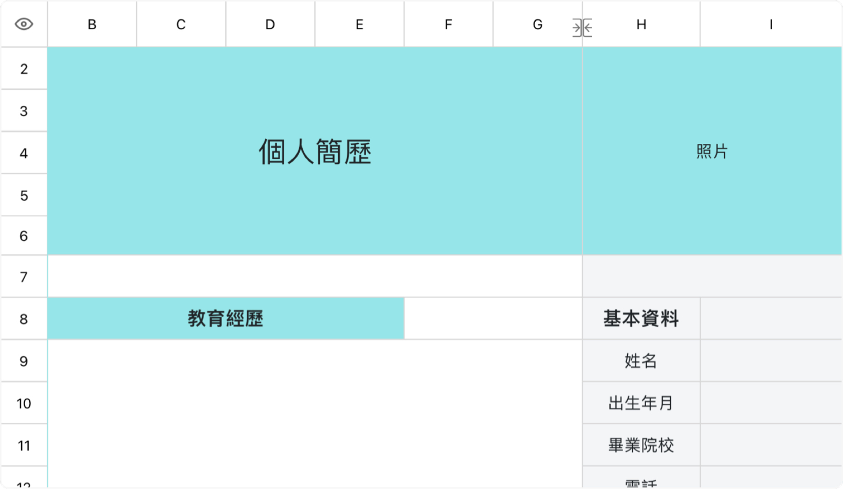 青色求职简历