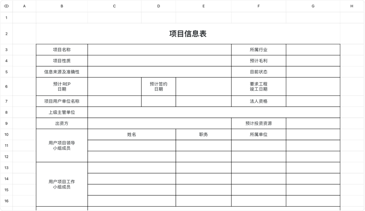 项目信息表