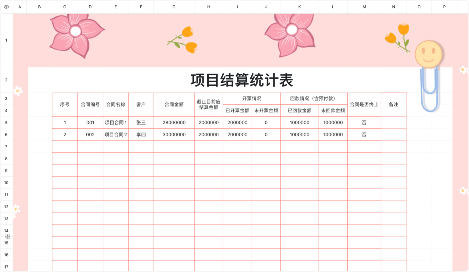 项目结算统计表