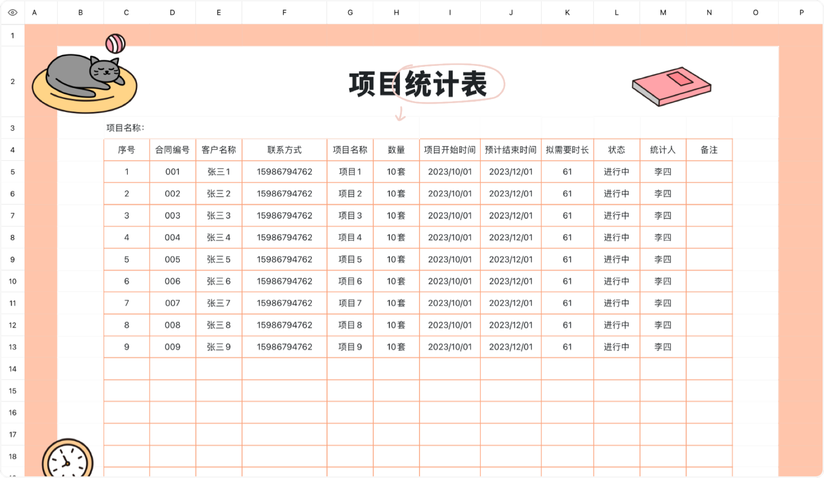 项目统计表