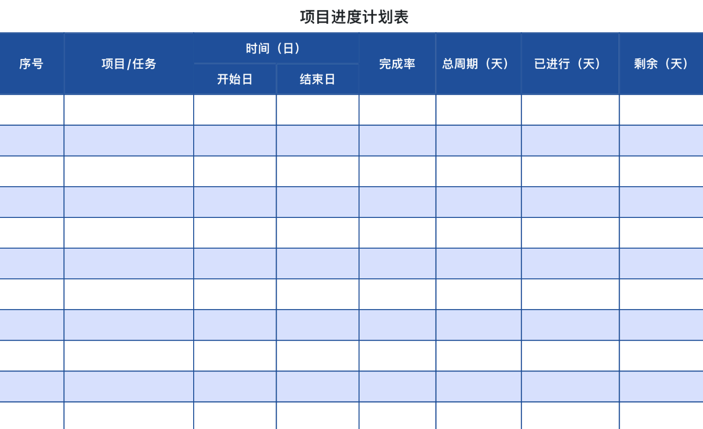 项目进度计划表