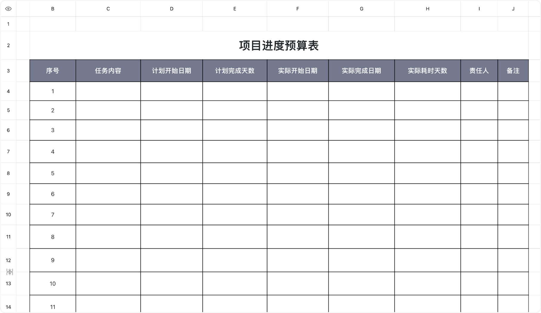项目进度预算表
