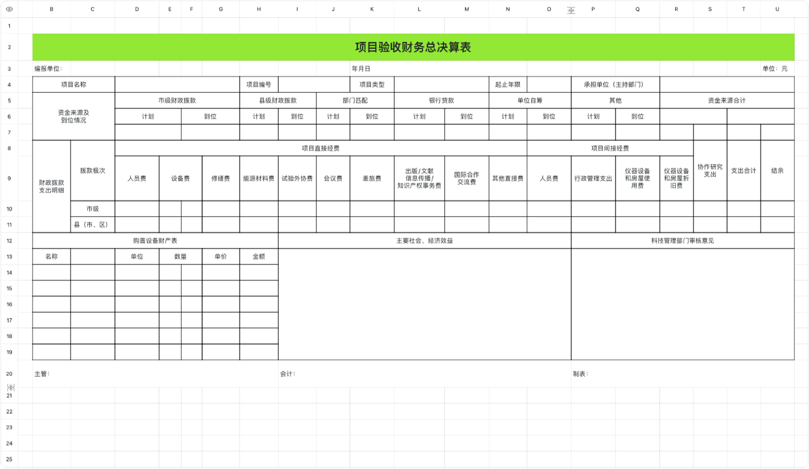 项目验收总决算表