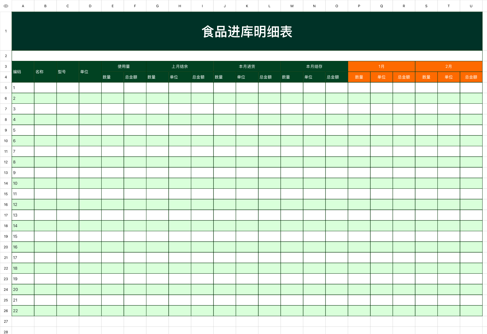 食品进库明细表