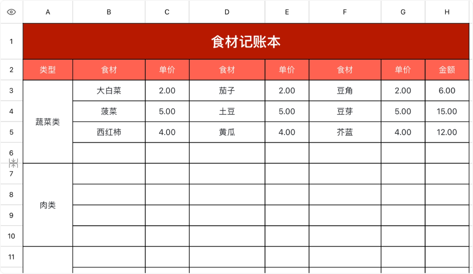 食材记账本
